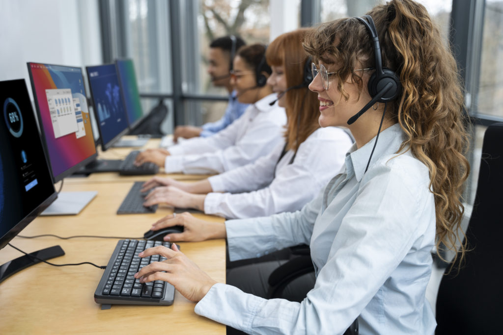 Customer service advisor on the phone to a customer, resolving energy queries